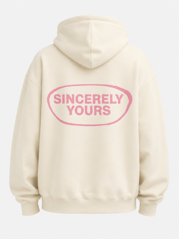 Sincerely Yours Cream Hoodie With Gloss Pocket