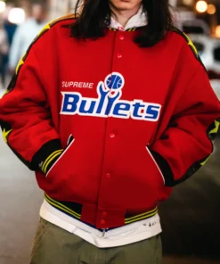 Supreme Mitchell & Ness Red Teams Varsity Jacket