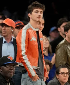 Timothee Chalamet 2026 Knicks Game Bomber Jacket