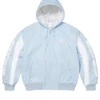 Jordan Supreme Light Blue Hooded Leather Jacket