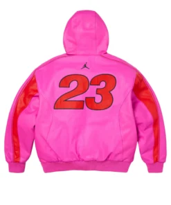 Jordan Supreme Pink Hooded Leather Jacket