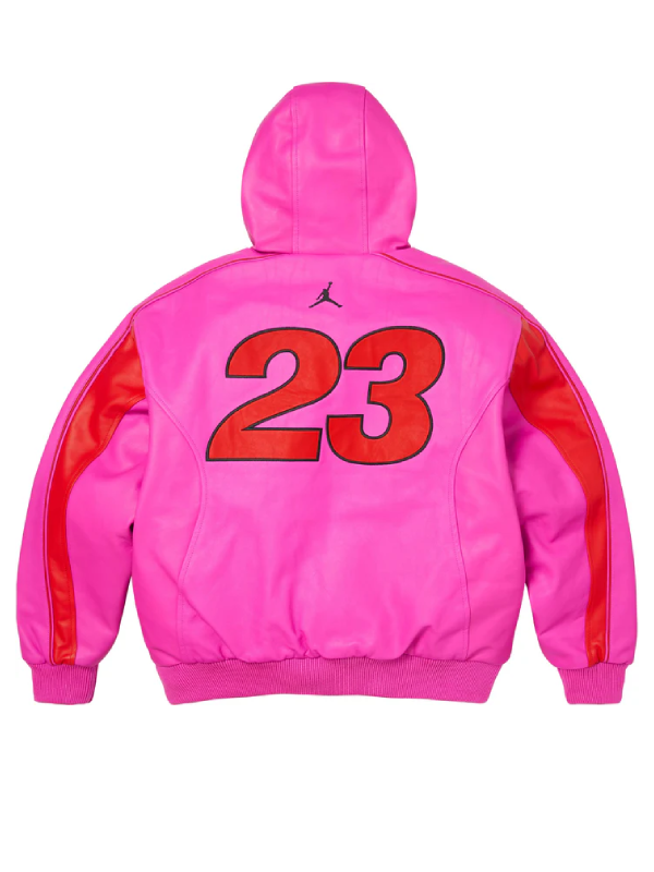 Jordan Supreme Pink Hooded Leather Jacket