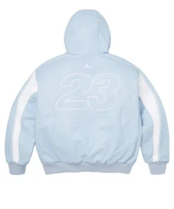 Jordan x Supreme Light Blue Hooded Leather Jacket