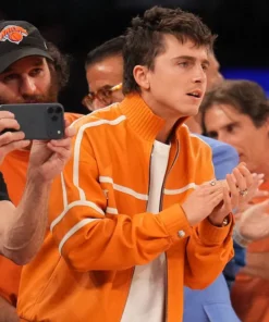 NBA Finals Game 3 Timothée Chalamet Orange Jacket