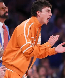 NBA Finals Timothée Chalamet Orange Jacket