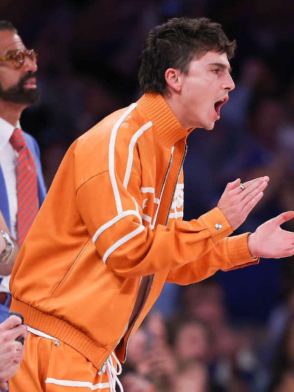 NBA Finals Timothée Chalamet Orange Jacket