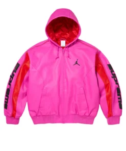 Supreme Jordan Pink Hooded Leather Jacket