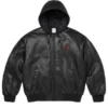 Supreme x Jordan Black Hooded Leather Jacket