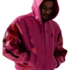 Supreme x Jordan Pink Hooded Leather Jacket