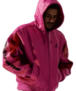Supreme x Jordan Pink Hooded Leather Jacket