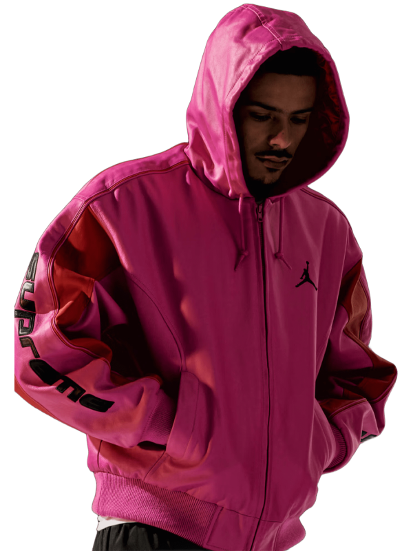 Supreme x Jordan Pink Hooded Leather Jacket
