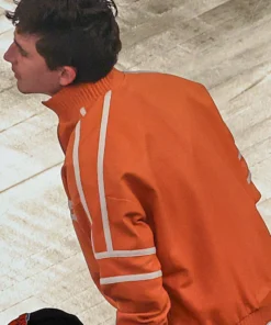 Timothée Chalamet NBA Finals Game 3 Orange Jacket