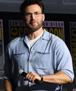Chris Evans San Diego Comic-Con 2026 Blue Shirt