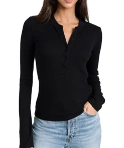 Dutton Ranch S01 Beth Dutton Black Long Sleeve Henley Top