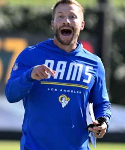 Los Angeles Rams Sean McVay Blue Hooded Pullover Top
