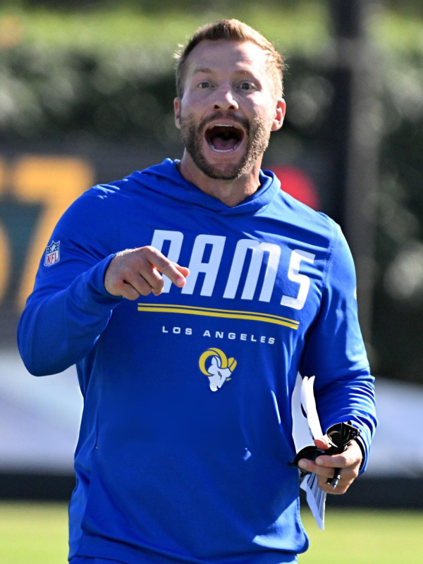 Los Angeles Rams Sean McVay Blue Hooded Pullover Top
