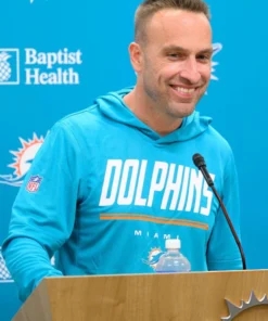 Miami Dolphins Jeff Hafley Blue Hooded Pullover Top
