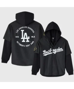 OVO x MLB 2026 Black Los Angeles Dodgers Jersey Hoodie