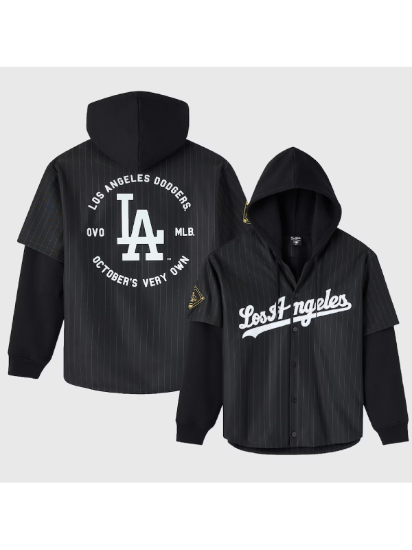 OVO x MLB 2026 Black Los Angeles Dodgers Jersey Hoodie