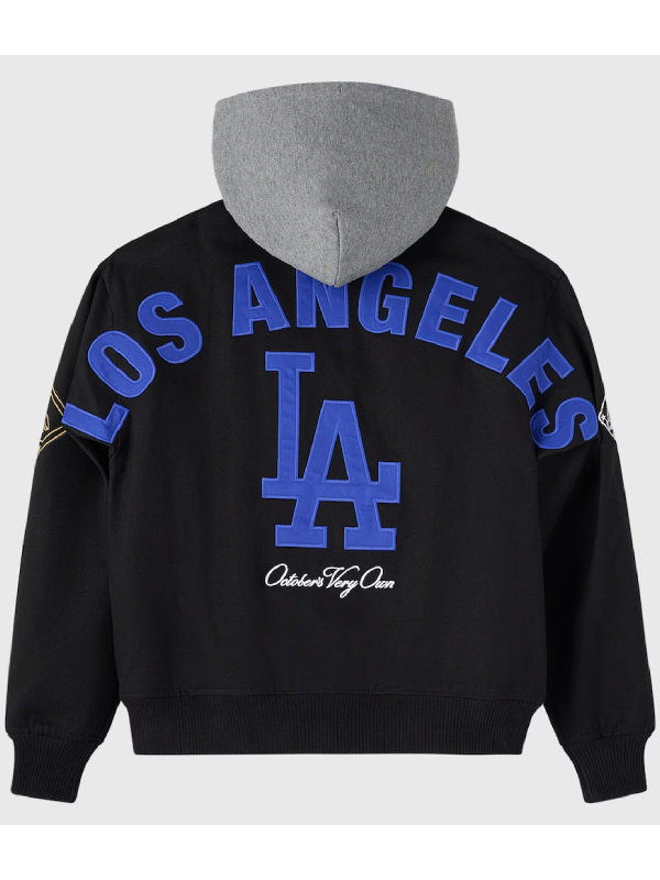 OVO x MLB 2026 Los Angeles Dodgers Black Bomber Jacket