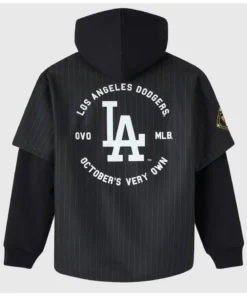 OVO x MLB 2026 Los Angeles Dodgers Black Jersey Button-Up Hoodie