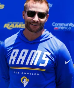 Sean McVay Los Angeles Rams Blue Hooded Pullover Top