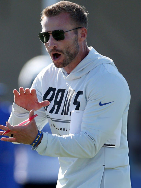 Sean McVay Los Angeles Rams White Hooded Pullover Top
