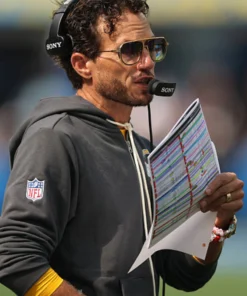 Mike McDaniel Los Angeles Chargers Sideline Full-Zip 2026 Gray Hoodie