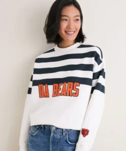 Chicago Bears Tuckernuck White_Navy Stripe Sweatshirt