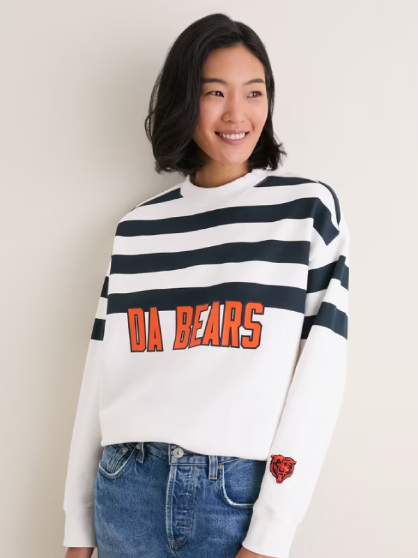 Chicago Bears Tuckernuck White_Navy Stripe Sweatshirt