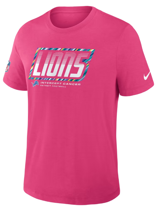 Detroit Lions Pink 2026 Crucial Catch T-Shirt