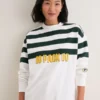 Green Bay Packers Tuckernuck White_Green Stripe Sweatshirt