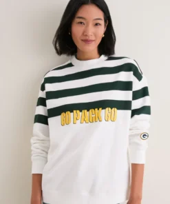 Green Bay Packers Tuckernuck White_Green Stripe Sweatshirt