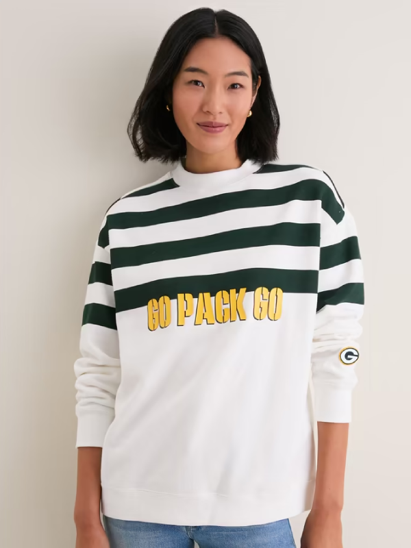 Green Bay Packers Tuckernuck White_Green Stripe Sweatshirt