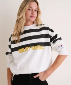 Pittsburgh Steelers Tuckernuck White_Black Stripe Sweatshirt
