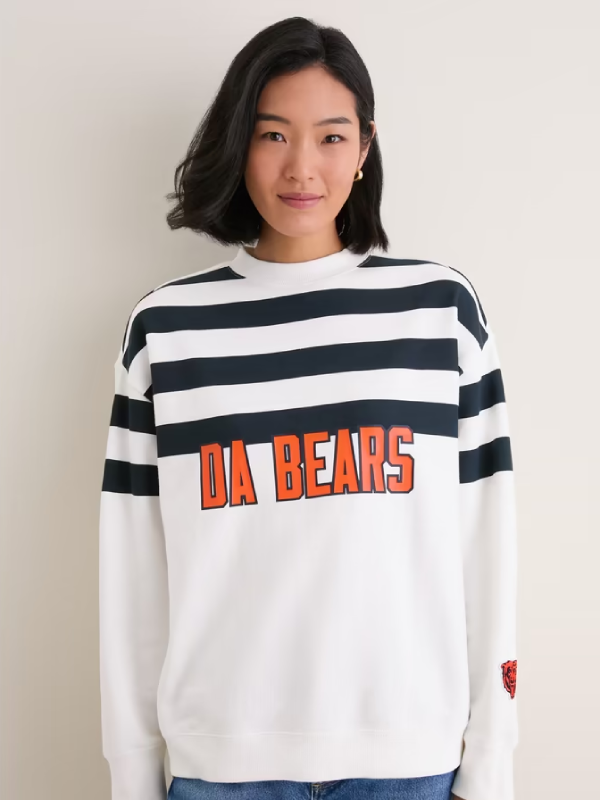 Tuckernuck Stripe Chicago Bears White_Navy Sweatshirt