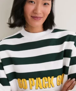 Tuckernuck White_Green Green Bay Packers Stripe Sweatshirt