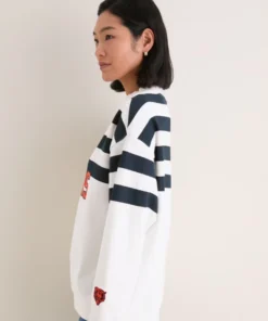 Tuckernuck White_Navy Chicago Bears Stripe Sweatshirt