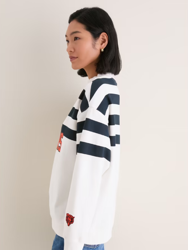 Tuckernuck White_Navy Chicago Bears Stripe Sweatshirt